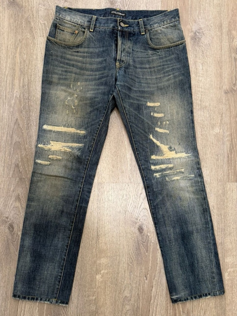 Dolce & Gabbana Distressed Straight Leg Jeans Blue IT 48